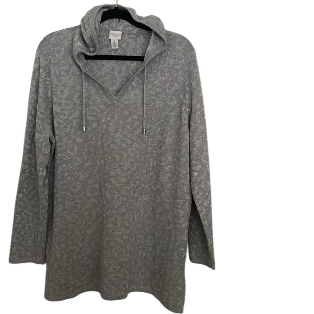 Weekends Chico’s Silver Metallic Hoodie